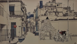 冈峰三十六景之路口的白塔